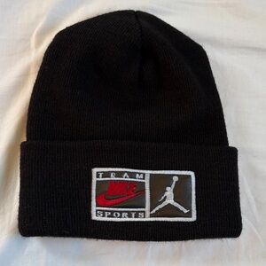 Nike Jordan Black Beanie with Red Team Sports Patch